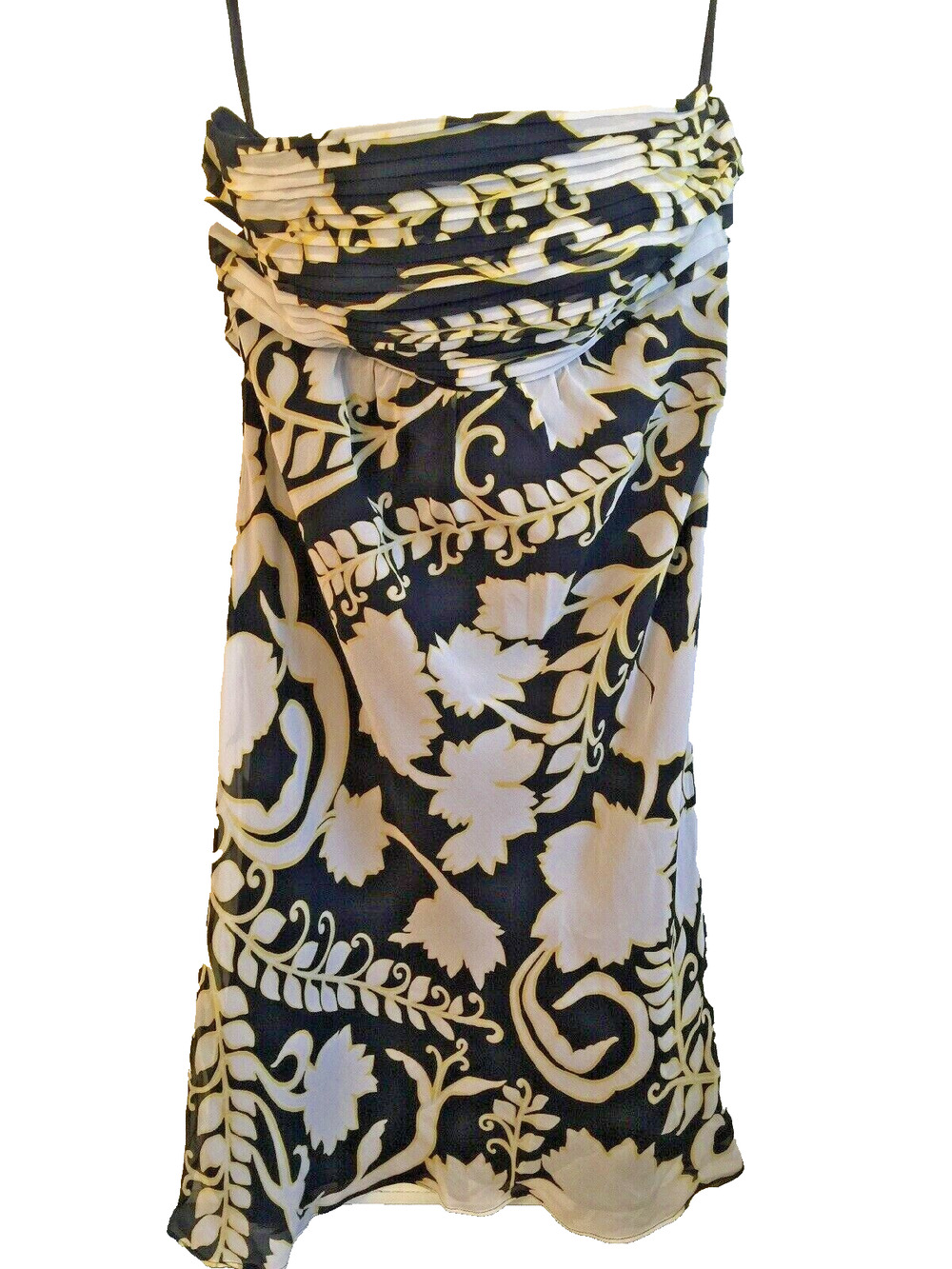 Size 4 Ann Taylor Dress Strapless‎ Black Yellow Lined Dress Lined